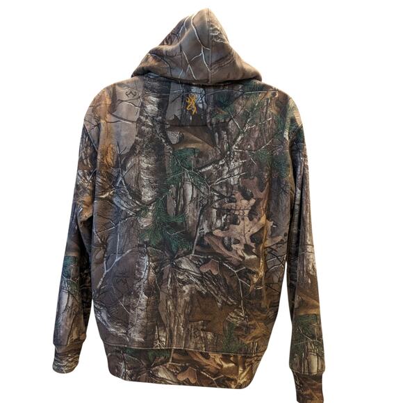 Browning Camo Hoodie Mens Large Pullover Hunting Sweatshirt Realtree Pattern - Picture 5 of 16